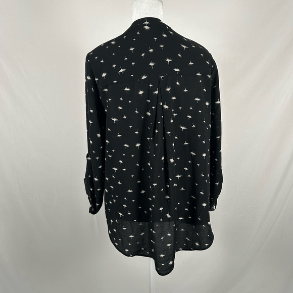 Daniel Rainn Black Blouse Top 3/4 Sleeve Medium Sheer Business Casual - Picture 2 of 4